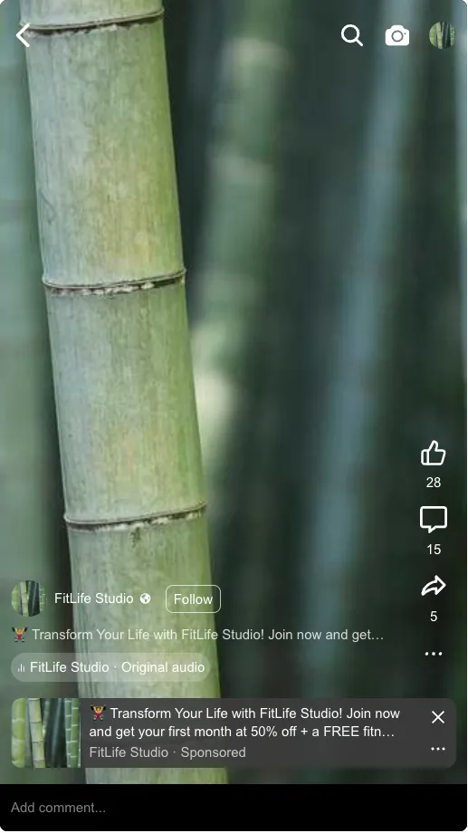 Facebook Over Reel Ad