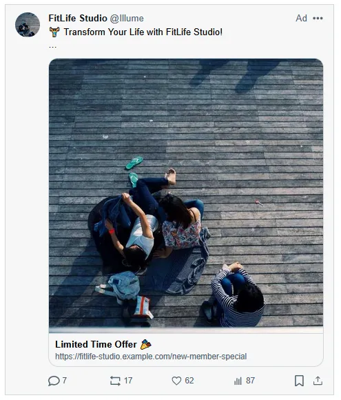 X Website Ad